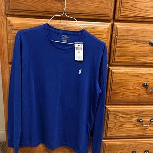Mens long sleeved Ralph Lauren polo t-shirt. Beautiful royal blue color.